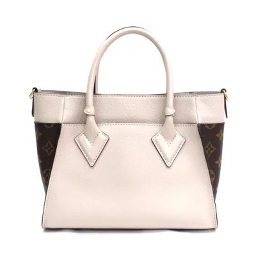 Louis Vuitton On My Side Calf Leather Monogram Top Bag Blanc White Greige Gray